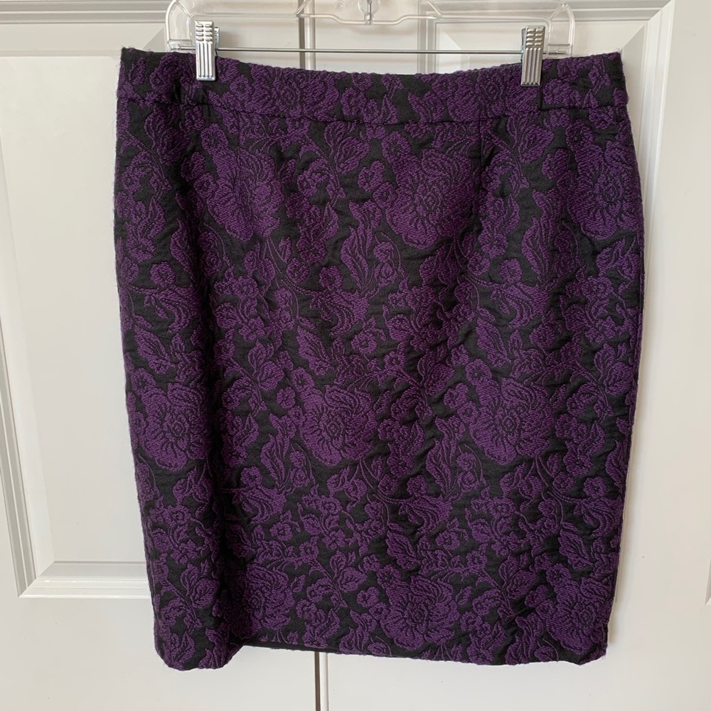 NWT Talbots Black and Purple damask skirt - 14